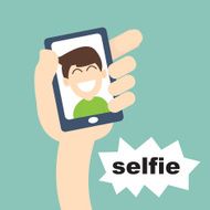 Taking Selfie Photo on Smart Phone concept