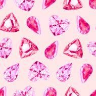 Ruby and pink diamonds seamless vector pattern N2