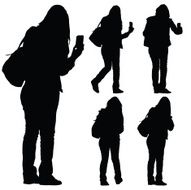 woman with phone vector silhouette
