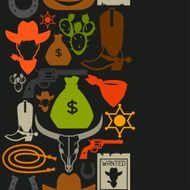 Wild west seamless pattern with cowboy objects and design elements