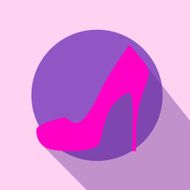 High Heel Woman Shoes Flat Pink Icon Vector