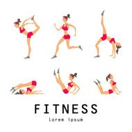 illustrations stretching exercises related jogging performed beautiful brunette