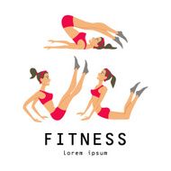 illustrations stretching exercises related jogging performed beautiful brunette N2