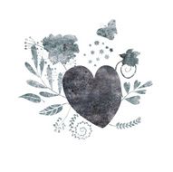 butterfly heart and flowers