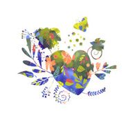 hearts flowers and butterfly N2