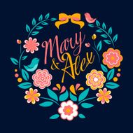Flower wedding invitation card Mary and Alex greeting
