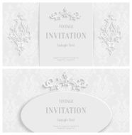 Vector White Floral 3d Background Template Christmas or Invitation Cards N2