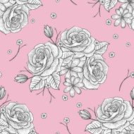 retro seamless hand drawn rose pattern N4