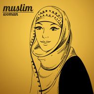 beautiful face of arabic muslim woman vector illustration N4