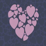 composition of hearts on seamless pattern
