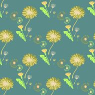 Dandelion Seamless Vector Pattern
