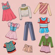 Set of childrens clothes vector design elements