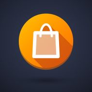 Long shadow icon with a shopping bag