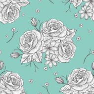 retro seamless hand drawn rose pattern N6