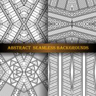 Vector Set of 4 Seamless Monochrome Abstract Pattern N7