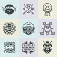 Assorted retro design insignias logotypes set 8 Vector vintage elements
