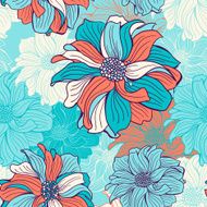 Hand-drawn flowers of dahlia N7