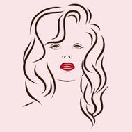 Woman vector portrait on a background N12