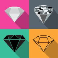 Four different diamond on backgrounds in flat vector i