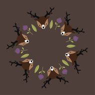 Round vector ornament with deers