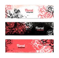 Banners with floral background