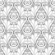 Vector Seamless Monochrome Damask Pattern N2