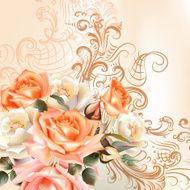 Floral pattern with roses in watercolor style