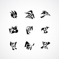 set of abstract black and white pattern icon for design