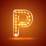 Glowing font illuminated letters Capital letter P