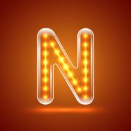 Glowing font illuminated letters Capital letter N