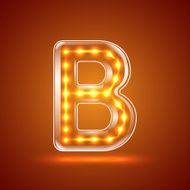 Glowing font illuminated letters Capital letter B