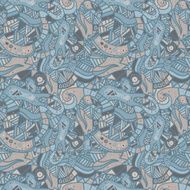 Hand drawn seamless pattern with wave curl and triangle N3