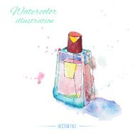 Watercolor perfume bottle Fashion illustration Vector N2