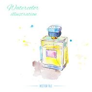 Watercolor perfume bottle Fashion illustration Vector N3