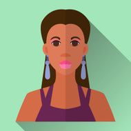 Flat style square shaped female character icon with shadow N9
