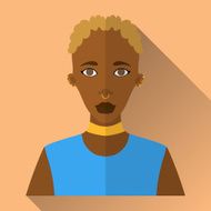 Flat style square shaped female character icon with shadow N10