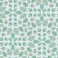 Seamless botanical pattern with oak leaves and acorn N2