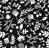 Seamless vintage black and white floral pattern N2