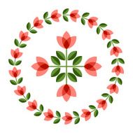 Design elements - round floral frame and scandinavian flower N3