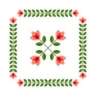Design elements - round floral frame and scandinavian flower N4