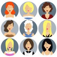 Flat womens glamor icon set