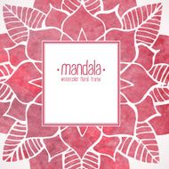 Watercolor pink frame with floral pattern Vector element