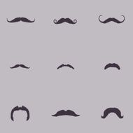 Vector Set of Mustache Silhouettes N3