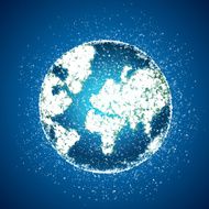 Polygonal globe on blue background