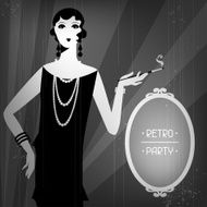 Retro party background with beautiful girl of 1920s style N2
