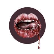 Isolated background with red lips Watercolor illustration N2