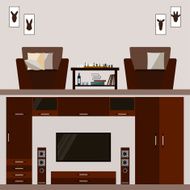 bright brown room interior isolated on soft beige cover
