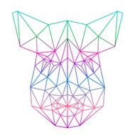 polygonal abstract gradient colored wild boar silhouette