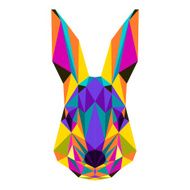 Abstract bright colored polygonal triangle geometric rabbit isolated on white