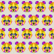 Abstract bright colored polygonal triangle geometric panda seamless pattern background